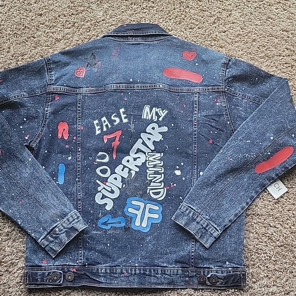 EVOLUTION In Design Paint Denim Jacket Size M - Picture 11 of 11